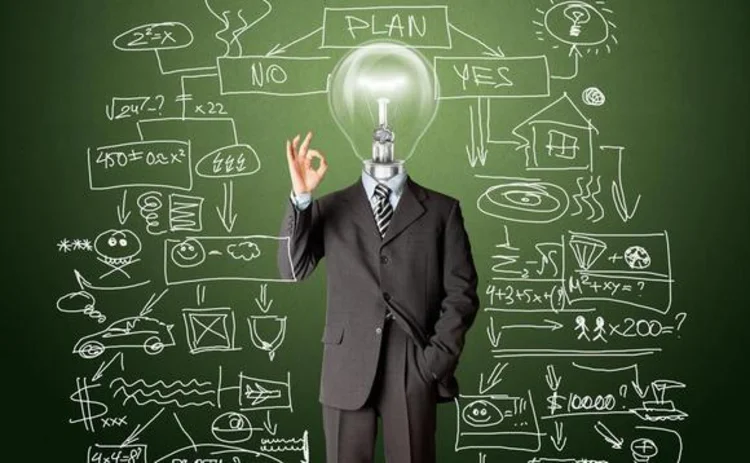 A businessman with a light-bulb head representing an idea