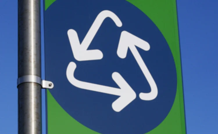 A recycling area sign