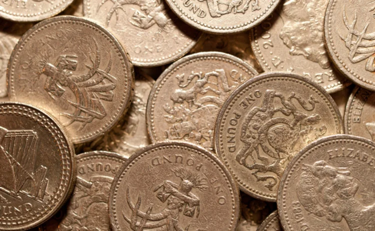 A pile of pound coins