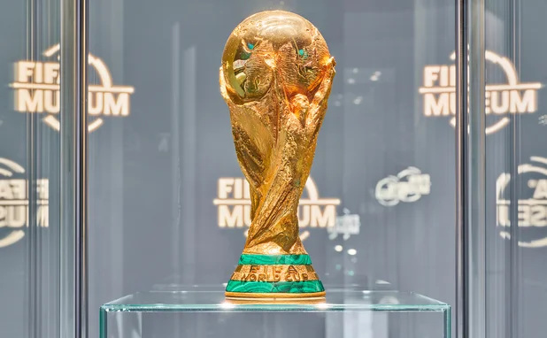 Fifa Trophy on a stand in the museum
