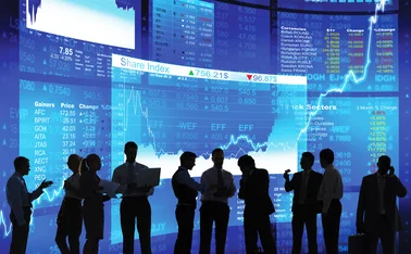 Broker networks_people against stock market background