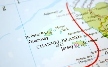 Map with selective focus on the Channel Islands (UK)