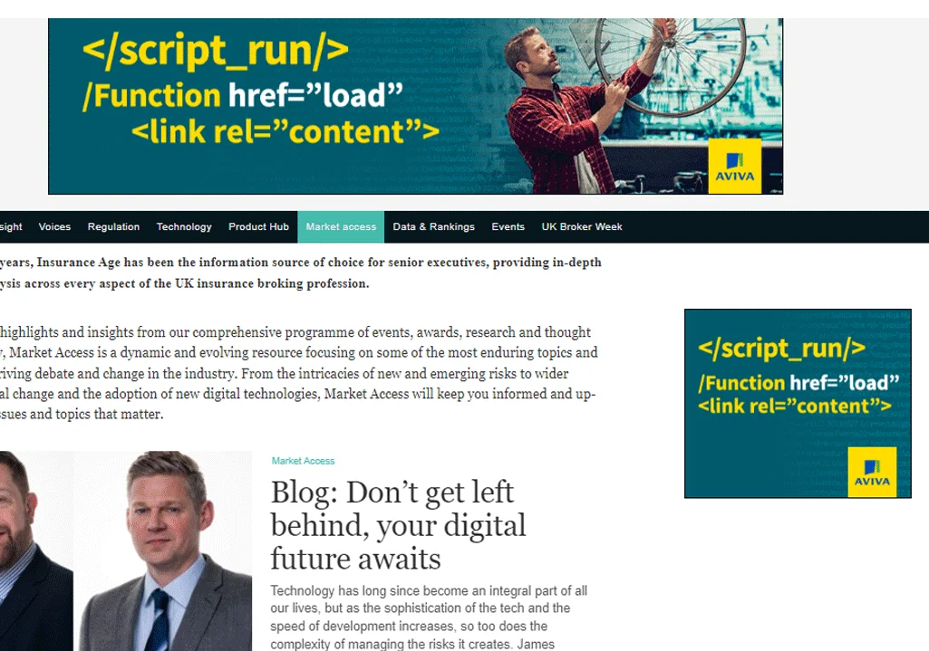 Screenshot of commercial content 