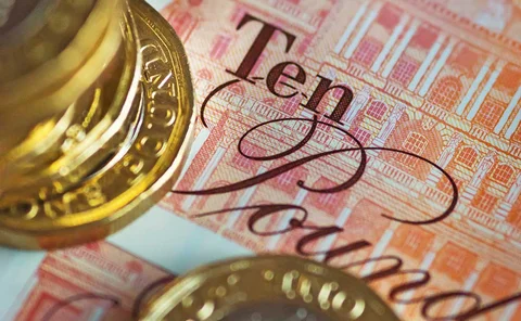 Money new 10 pound note coins