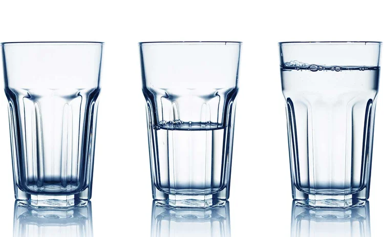 Glasses filling with water