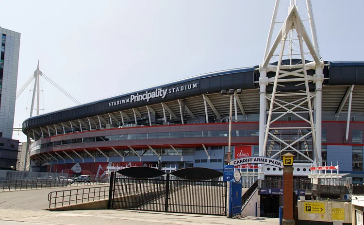 Cardiff, UK: May 24, 2017: The Principality Stadium was formerly known as the Millennium Stadium but changed its name in 2016 for sponsorship purposes. It is the national stadium of Wales