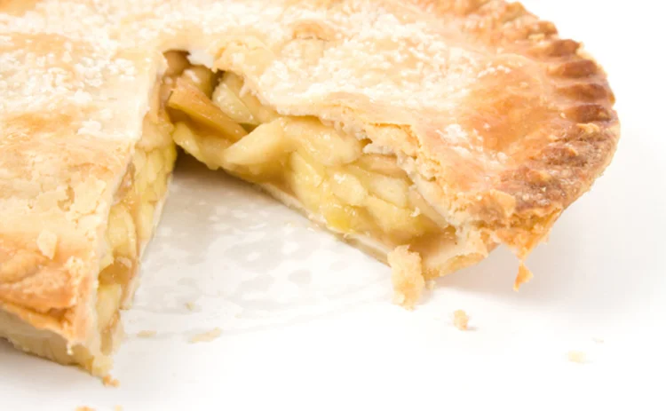 Apple pie with one slice removed
