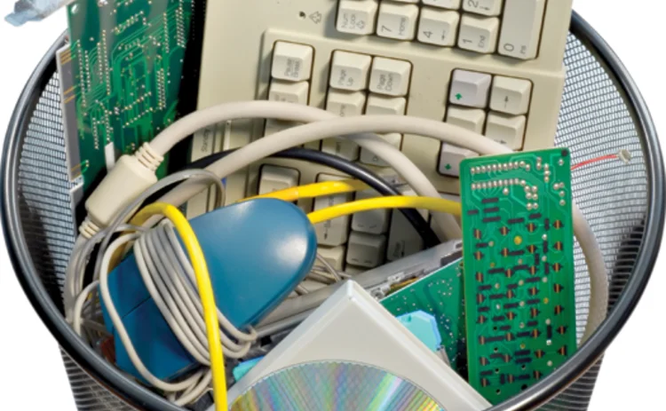 A bin full of discarded IT parts