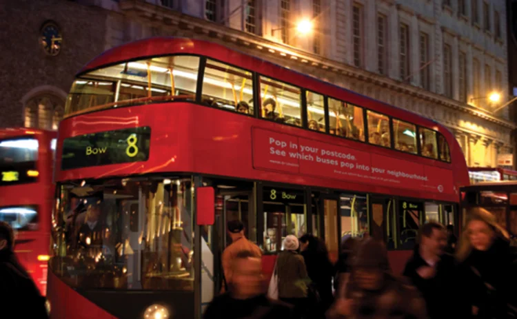 Concept image of a new model of the double decker red London bus