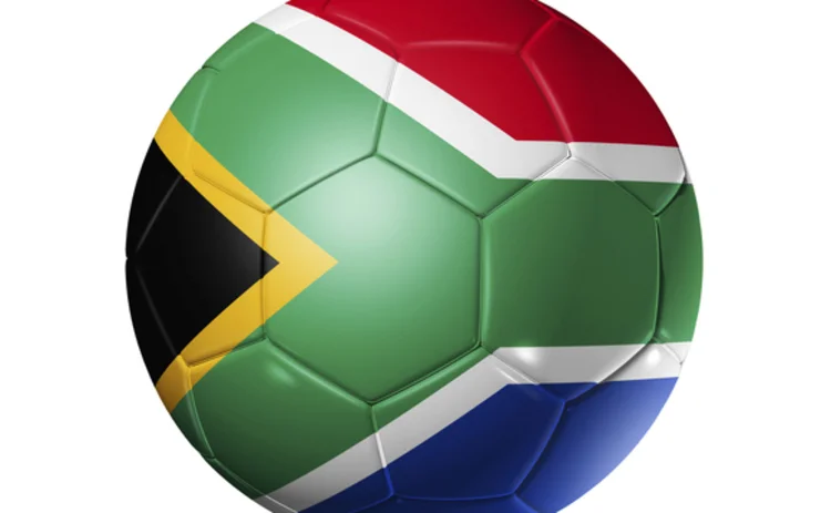 South Africa flag on a football