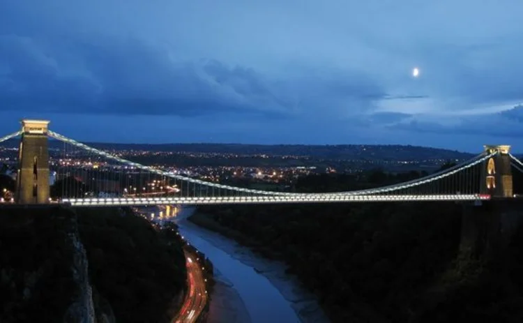 The Clifton Suspension Bridge in Bristol at dusk