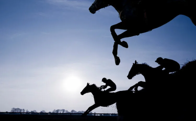 Horse race in silhouette