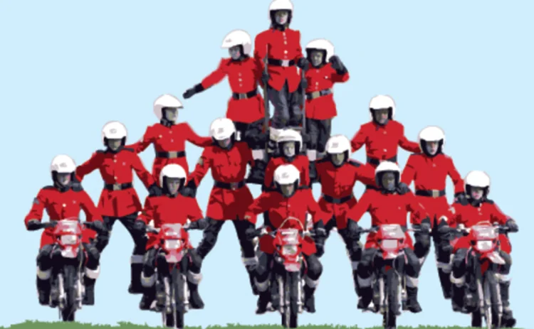 White helmets motorcycle display team