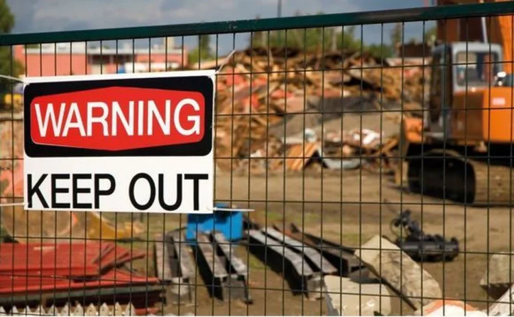 Construction site with keep out sign