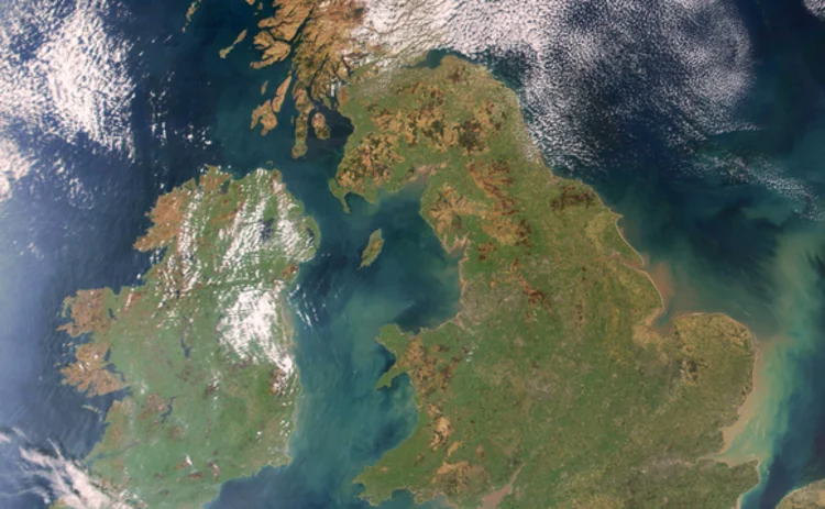 Britain and Ireland satellite image